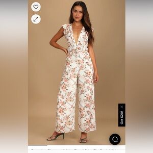 Floral Lace Trim Jumpsuit